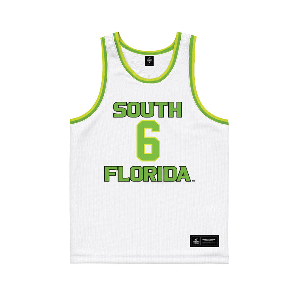 USF - NCAA Men's Basketball : Daimion Collins - White Basketball Jersey-0