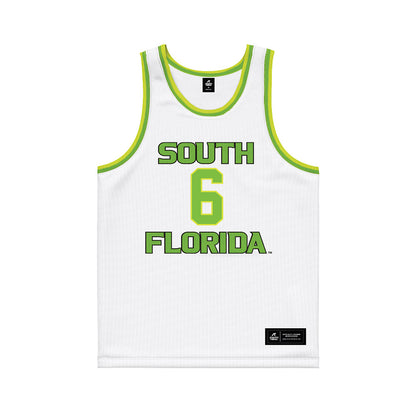 USF - NCAA Men's Basketball : Daimion Collins - White Basketball Jersey-0