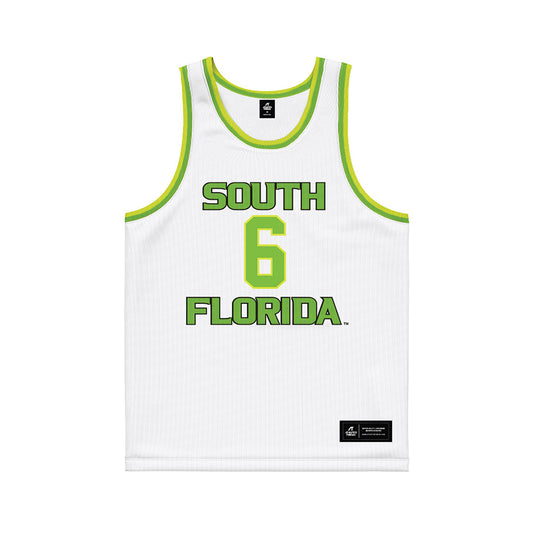 USF - NCAA Men's Basketball : Daimion Collins - White Basketball Jersey-0
