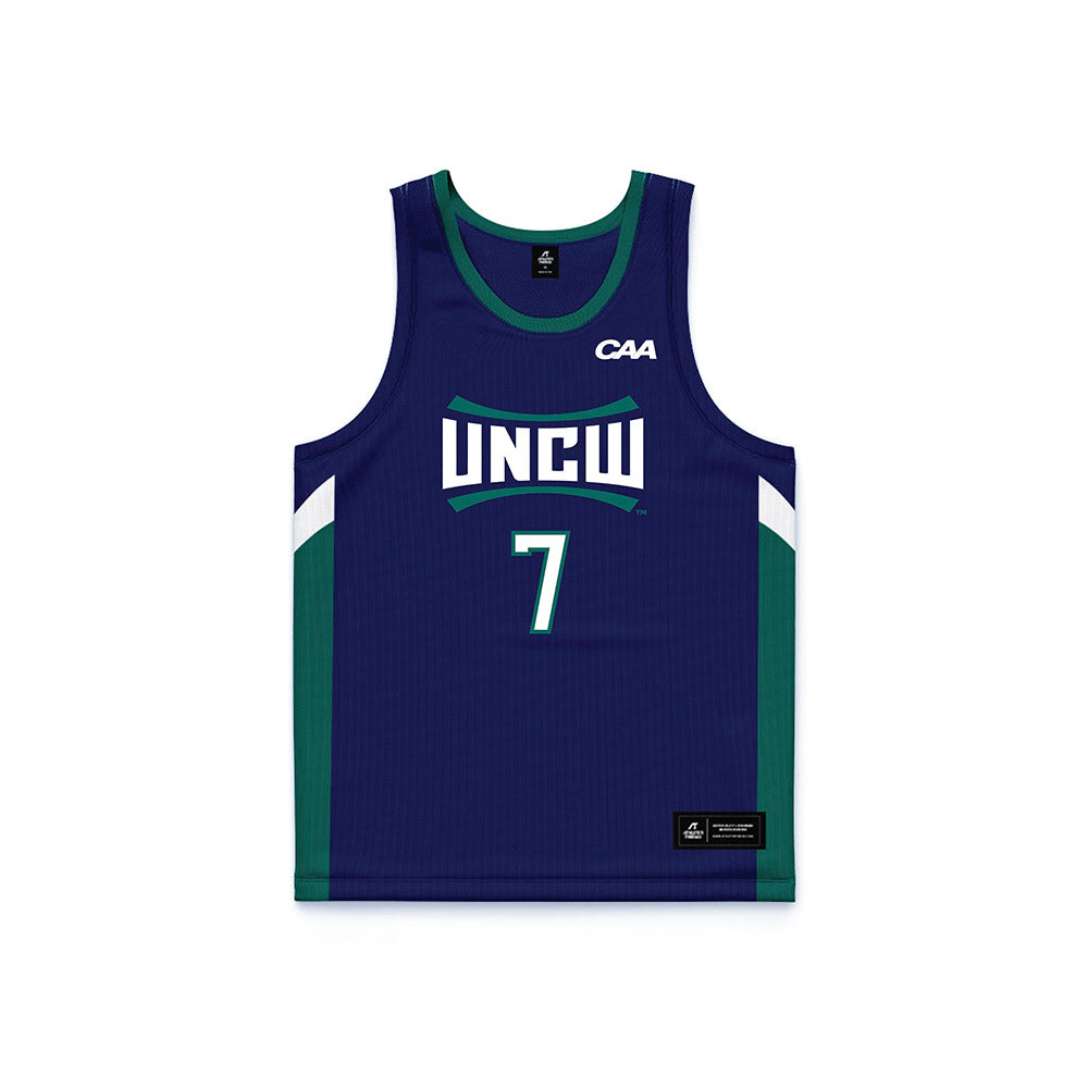 UNC Wilmington - NCAA Men's Basketball : Greedy Williams - Navy Basketball Jersey
