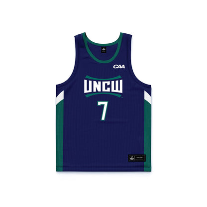 UNC Wilmington - NCAA Men's Basketball : Greedy Williams - Navy Basketball Jersey