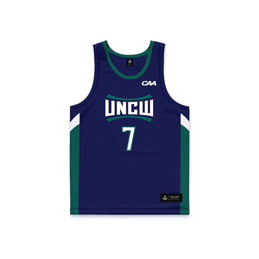 UNC Wilmington - NCAA Men's Basketball : Greedy Williams - Navy Basketball Jersey