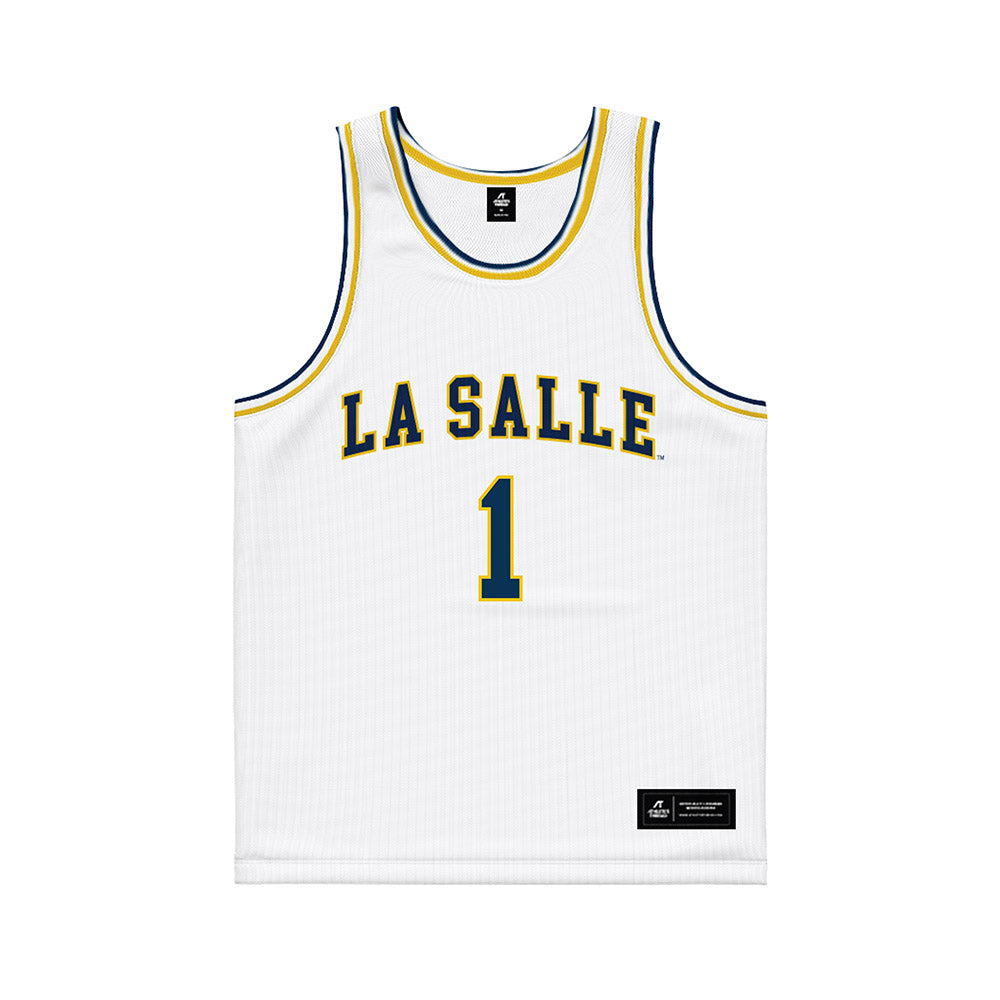 La Salle - NCAA Men's Basketball : Ashton Walker - White Basketball Jersey-0