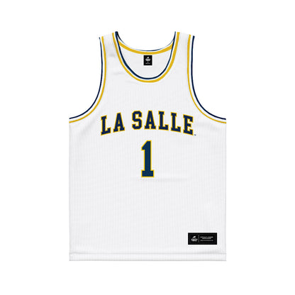 La Salle - NCAA Men's Basketball : Ashton Walker - White Basketball Jersey-0