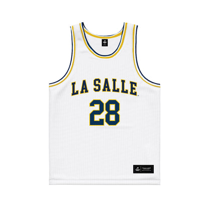 La Salle - NCAA Men's Basketball : Arlan Masharaliyev - White Basketball Jersey-0
