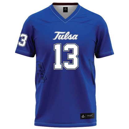 Tulsa - NCAA Football : NuNu Campbell - Blue Football Jersey-0