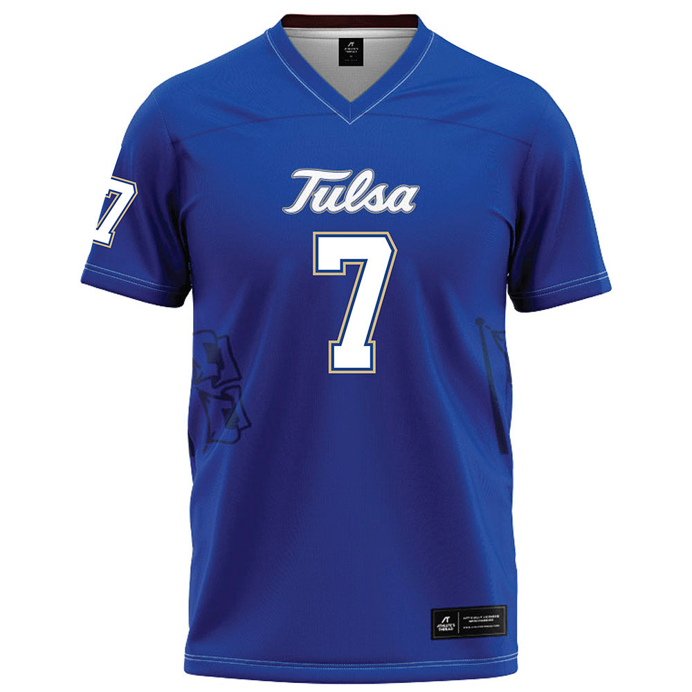 Tulsa - NCAA Football : Zion Steptoe - Blue Football Jersey-0