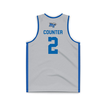 MTSU - NCAA Men's Basketball : Jlynn Counter - Light Grey Basketball Jersey-1