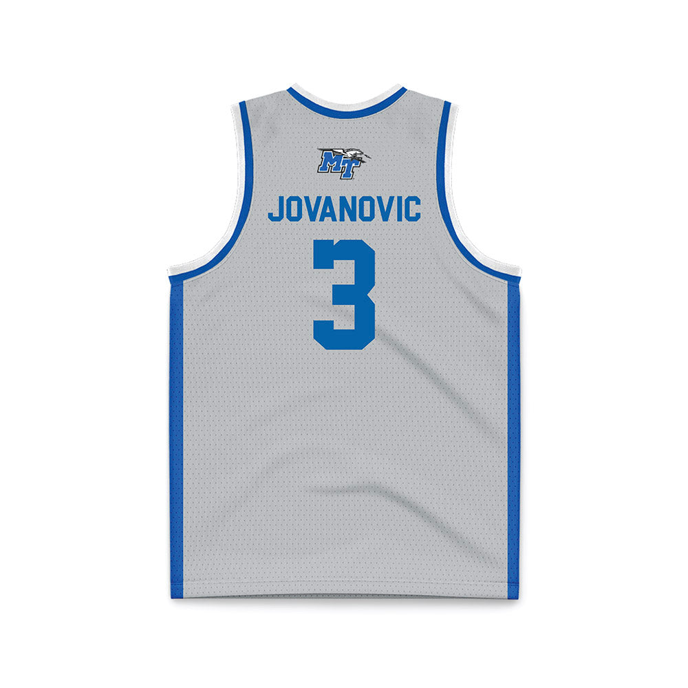 MTSU - NCAA Men's Basketball : Luka Jovanovic - Light Grey Basketball Jersey-1