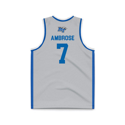 MTSU - NCAA Men's Basketball : Charvez Ambrose - Light Grey Basketball Jersey-1