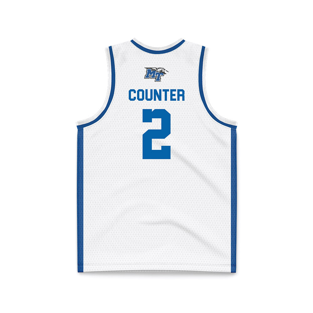 MTSU - NCAA Men's Basketball : Jlynn Counter - White Basketball Jersey-1