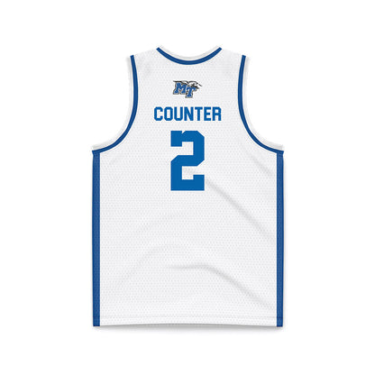 MTSU - NCAA Men's Basketball : Jlynn Counter - White Basketball Jersey-1