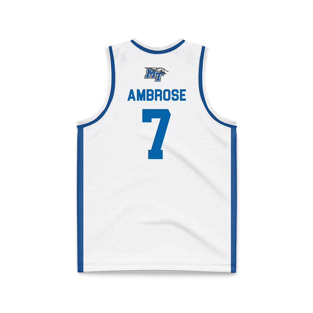 MTSU - NCAA Men's Basketball : Charvez Ambrose - White Basketball Jersey-1