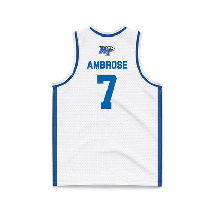MTSU - NCAA Men's Basketball : Charvez Ambrose - White Basketball Jersey-1