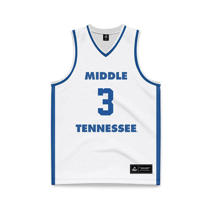 MTSU - NCAA Men's Basketball : Luka Jovanovic - White Basketball Jersey-0