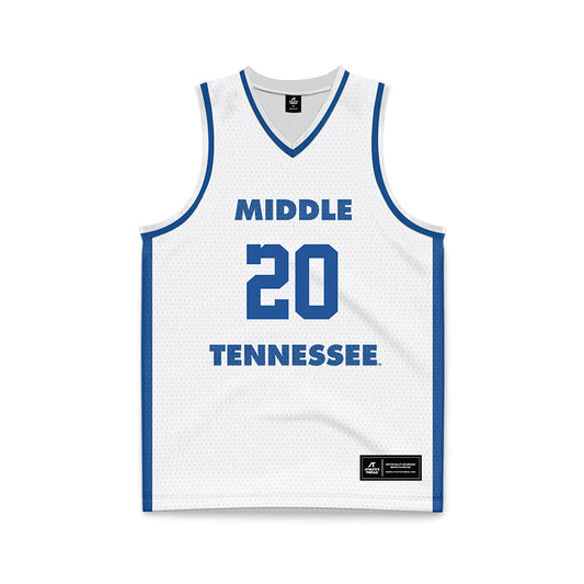 MTSU - NCAA Men's Basketball : Savon Wykle - White Basketball Jersey-0