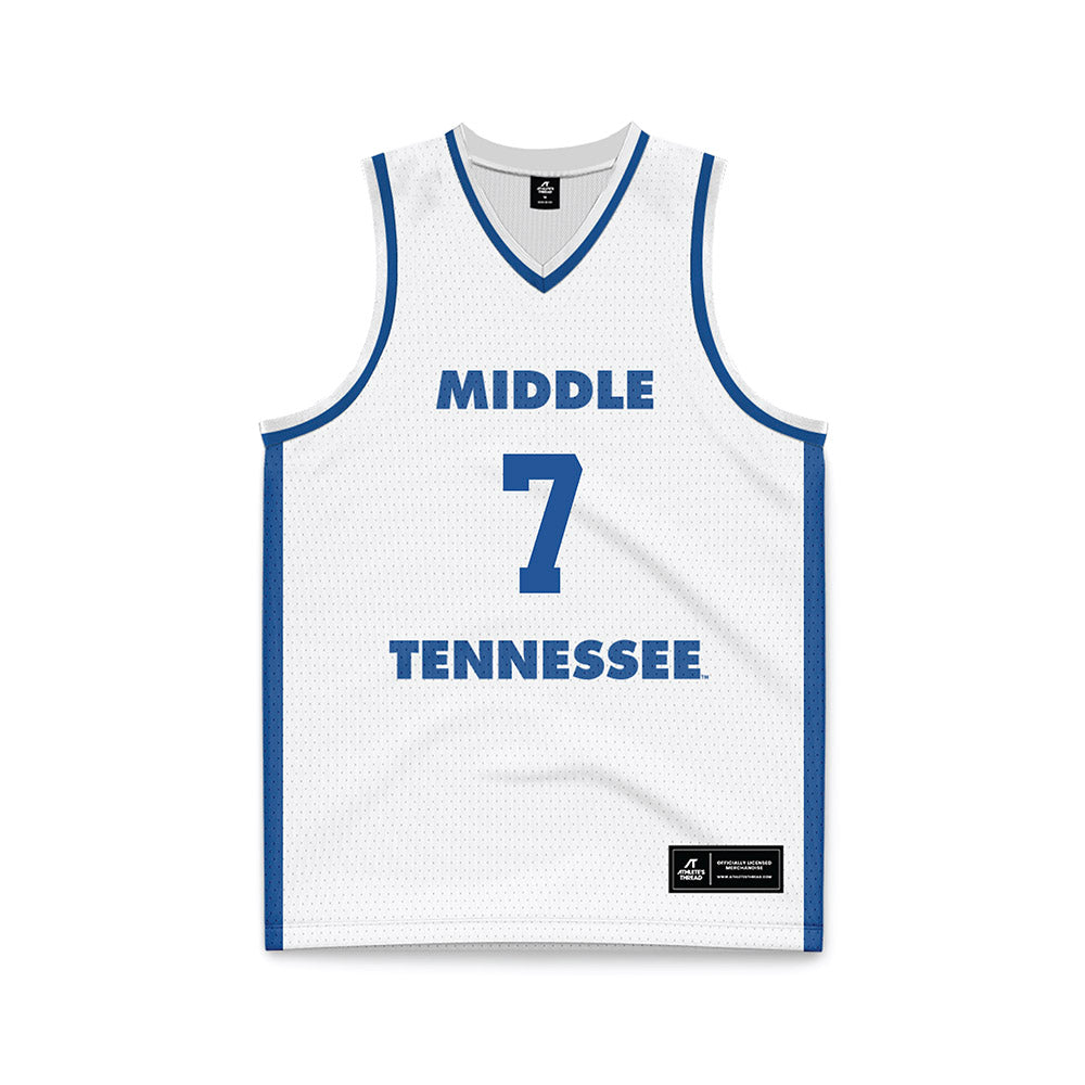 MTSU - NCAA Men's Basketball : Charvez Ambrose - White Basketball Jersey-0