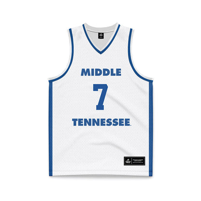 MTSU - NCAA Men's Basketball : Charvez Ambrose - White Basketball Jersey-0