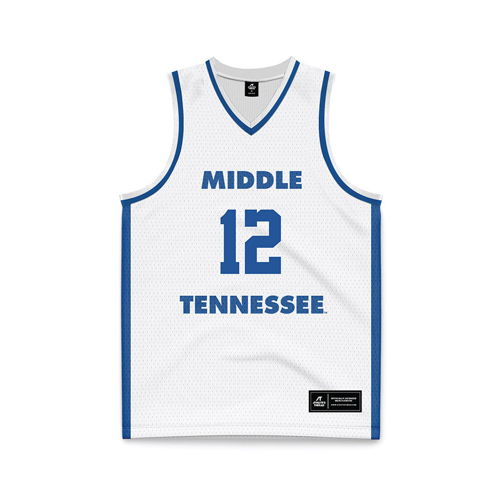 MTSU - NCAA Men's Basketball : Brandon Oloumou - White Basketball Jersey-0