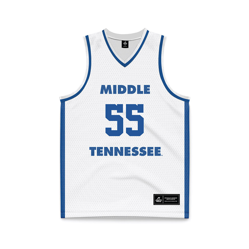 MTSU - NCAA Men's Basketball : Sean Smith - White Basketball Jersey-0