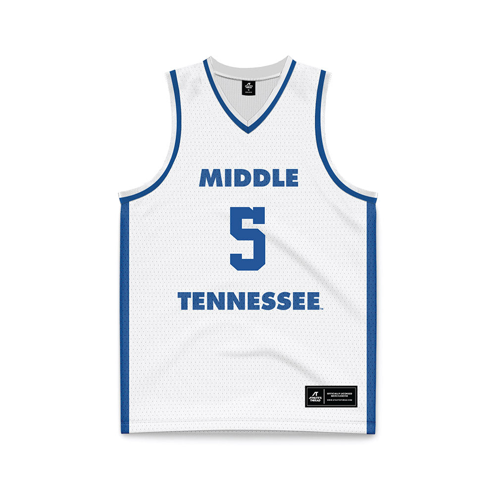 MTSU - NCAA Men's Basketball : Jarred Hall - White Basketball Jersey