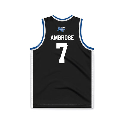 MTSU - NCAA Men's Basketball : Charvez Ambrose - Black Basketball Jersey-1