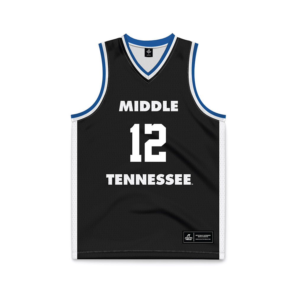 MTSU - NCAA Men's Basketball : Brandon Oloumou - Black Basketball Jersey-0