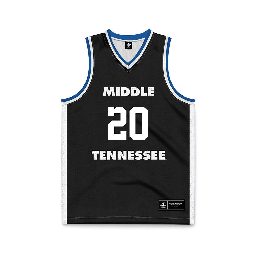 MTSU - NCAA Men's Basketball : Savon Wykle - Black Basketball Jersey-0
