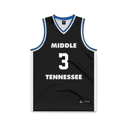 MTSU - NCAA Men's Basketball : Luka Jovanovic - Black Basketball Jersey-0