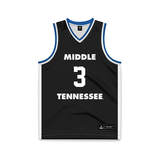 MTSU - NCAA Men's Basketball : Luka Jovanovic - Black Basketball Jersey-0
