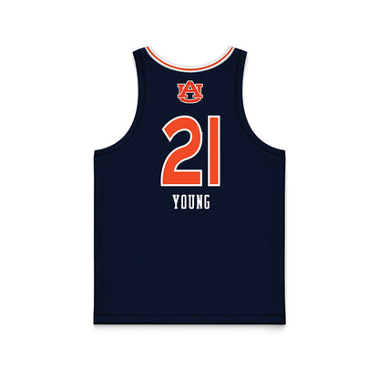 Auburn - NCAA Women's Basketball : Audia Young - Blue Basketball Jersey