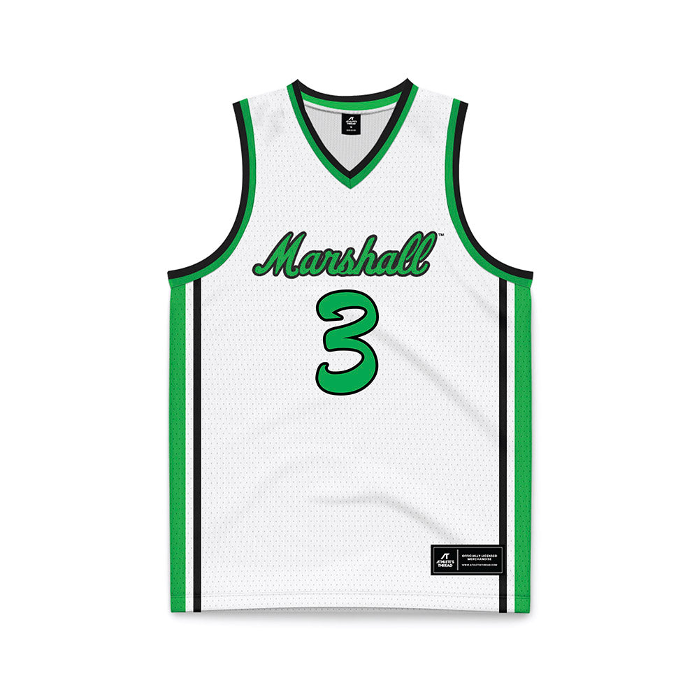 Marshall - NCAA Men's Basketball : Dezayne Mingo - White Basketball Jersey