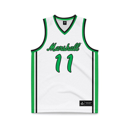 Marshall - NCAA Men's Basketball : Erich Harding - White Basketball Jersey-0