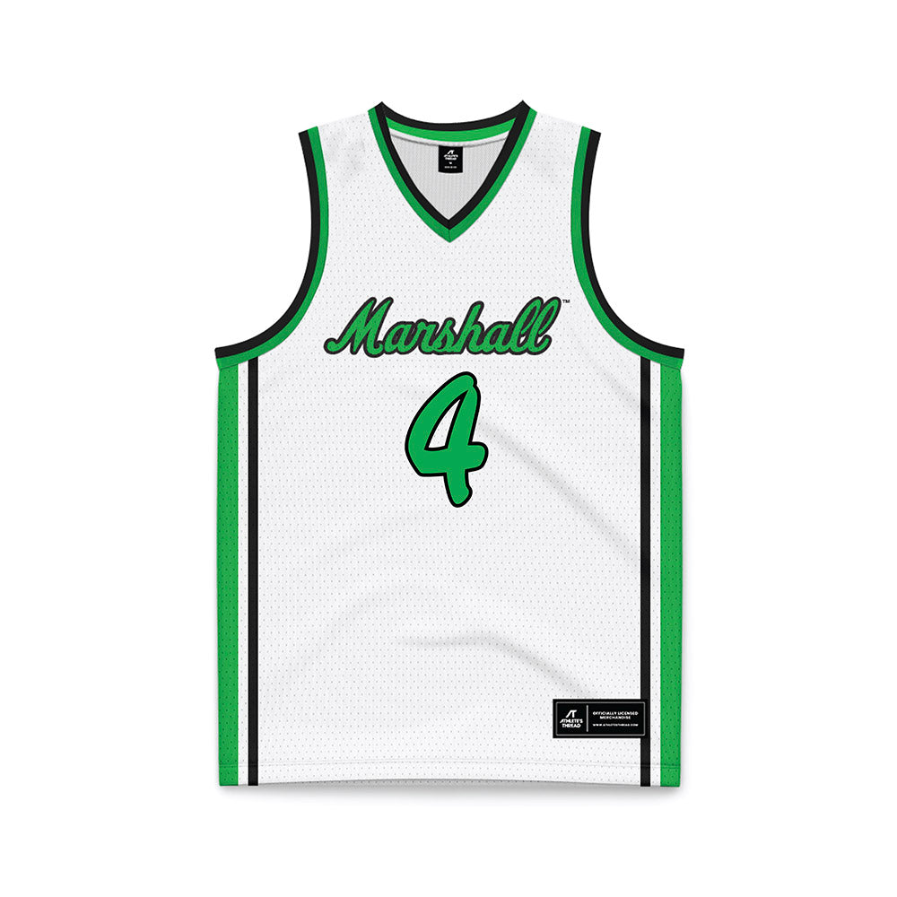 Marshall - NCAA Men's Basketball : Jakob Gibbs - White Basketball Jersey