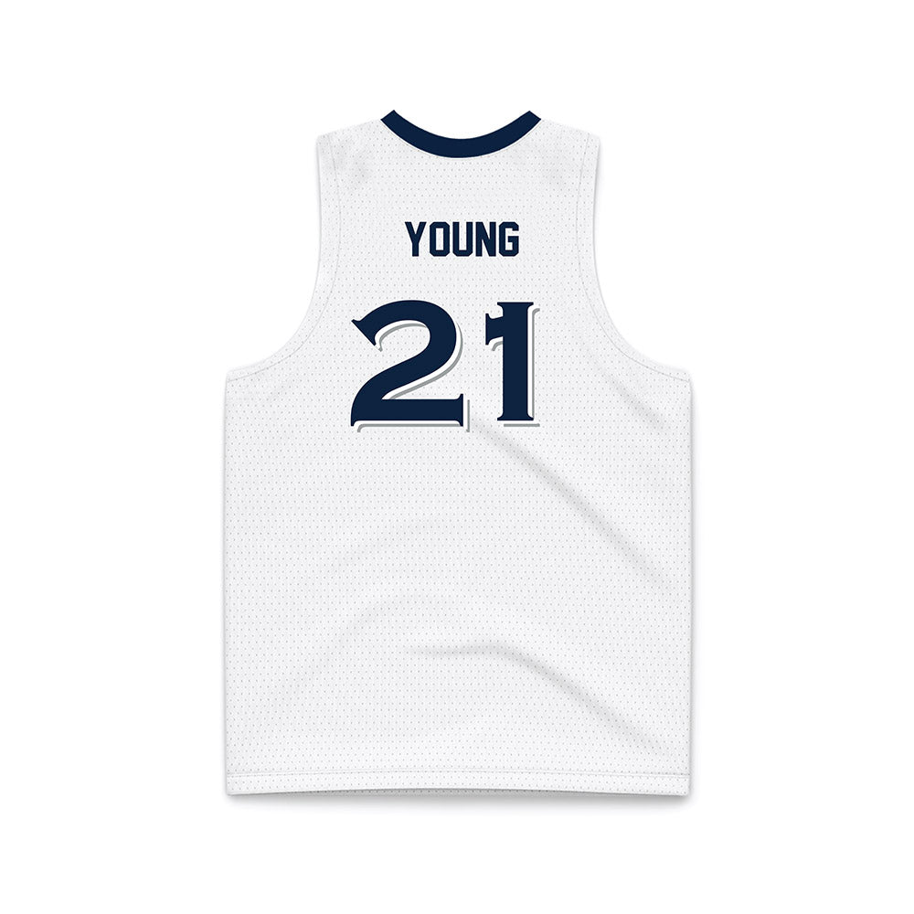 Xavier - NCAA Women's Basketball : Audia Young - White Basketball Jersey-1