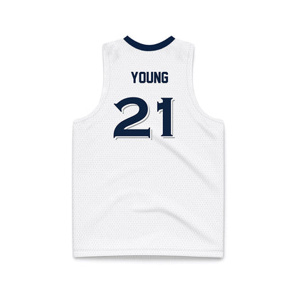Xavier - NCAA Women's Basketball : Audia Young - White Basketball Jersey-1
