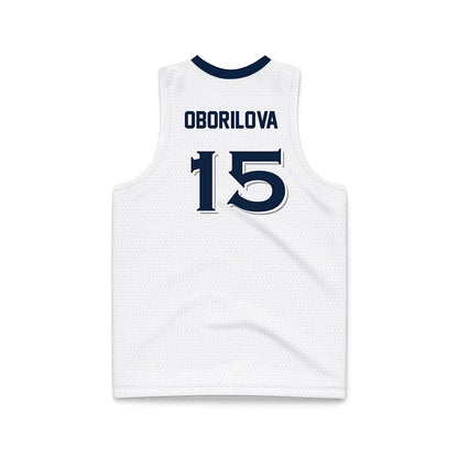 Xavier - NCAA Women's Basketball : Petra Oborilova - White Basketball Jersey-1