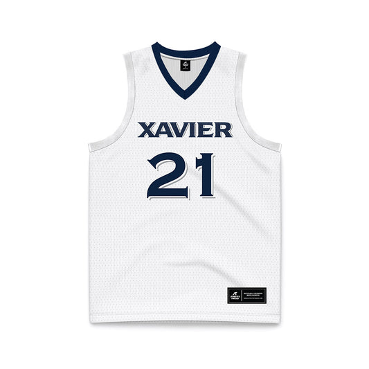 Xavier - NCAA Women's Basketball : Audia Young - White Basketball Jersey-0