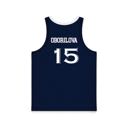 Xavier - NCAA Women's Basketball : Petra Oborilova - Navy Basketball Jersey-1