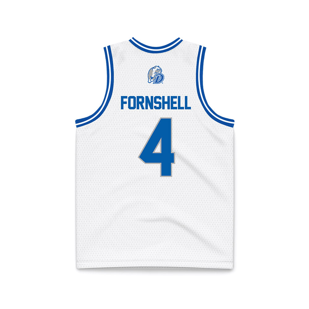 Drake - NCAA Women's Basketball : Shannon Fornshell - White Basketball Jersey