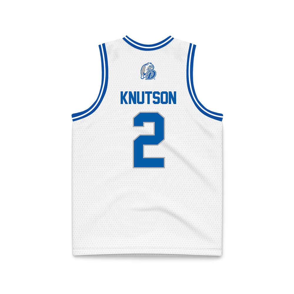 Drake - NCAA Women's Basketball : Grace Knutson - White Basketball Jersey