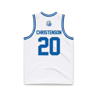 Drake - NCAA Women's Basketball : Emily Christenson - White Basketball Jersey