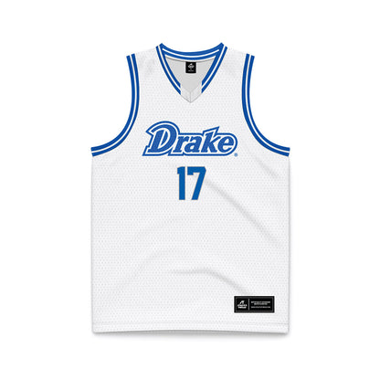 Drake - NCAA Women's Basketball : Anna Becker - White Basketball Jersey-0