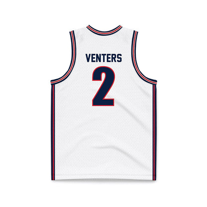 Gonzaga - NCAA Men's Basketball : Steele Venters - White Basketball Jersey