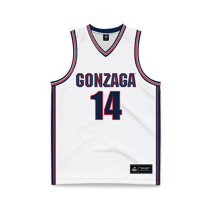 Gonzaga - NCAA Men's Basketball : Alonzo Metz - White Basketball Jersey-0