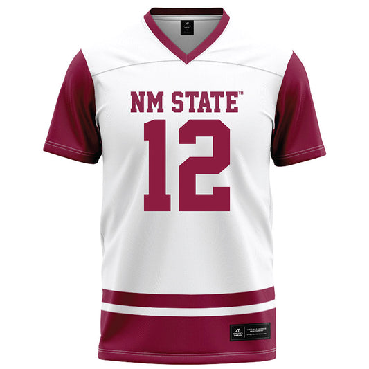 NMSU - NCAA Football : Tyler King - White Football Jersey-0