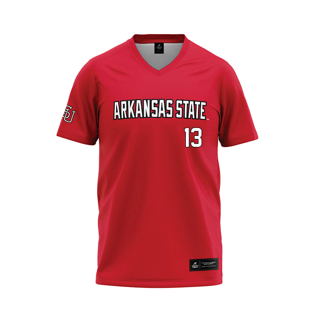 Arkansas State - NCAA Baseball : Adam Mustow - Red Baseball Jersey-0