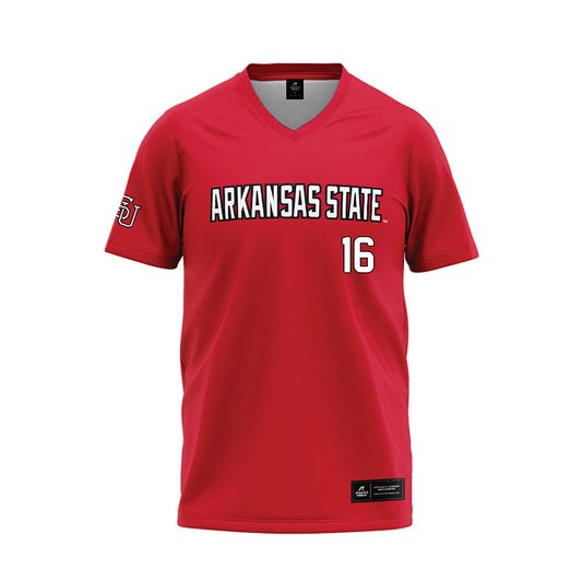 Arkansas State - NCAA Baseball : Cooper Garrison - Red Baseball Jersey-0