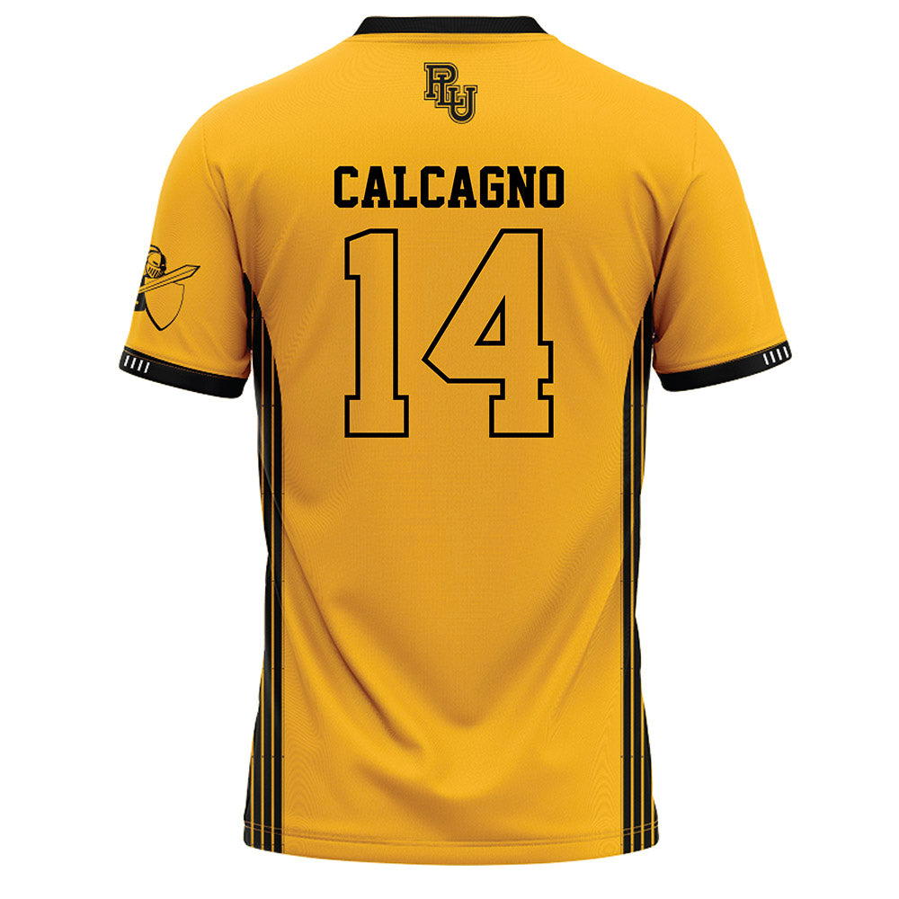 PLU - NCAA Softball : Morgan Calcagno - Gold Baseball Jersey