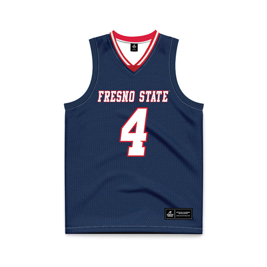 Fresno State - NCAA Men's Basketball : Cameron Faas - Navy Basketball Jersey-0